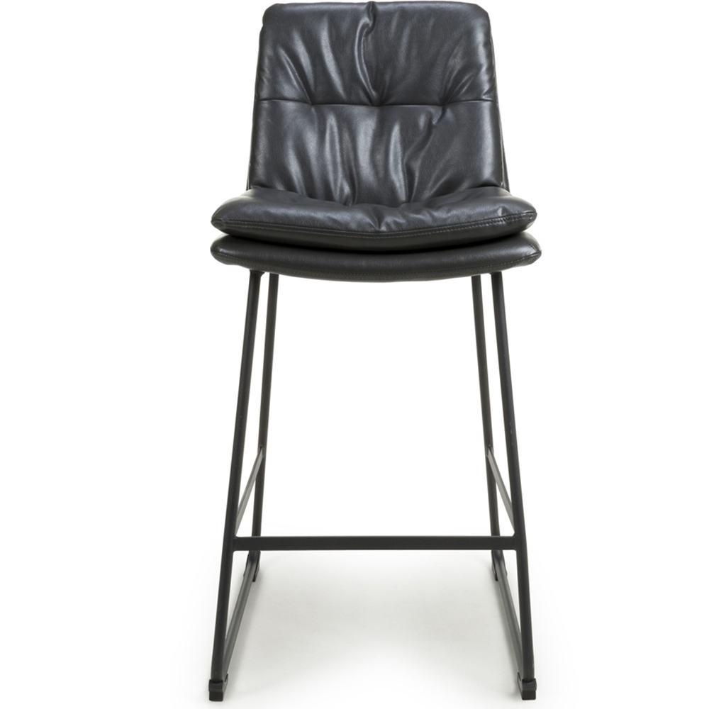Shankar Argyle Dark Grey Leather Bar Chair Set of 2 Image 5