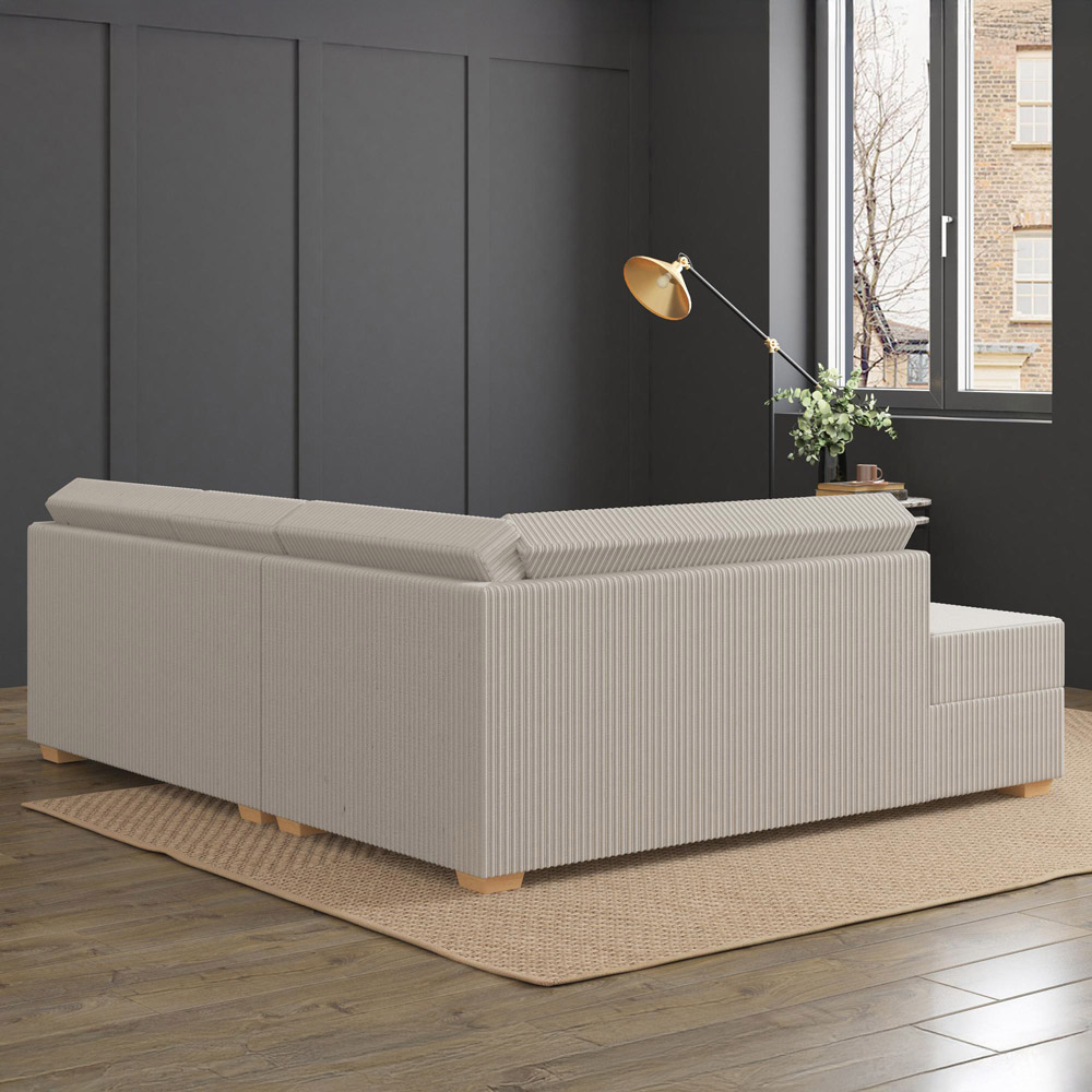 Modo 3 Seater Stone Jumbo Cord Left Hand Fixed Back L-Shape Corner Sofa Image 8