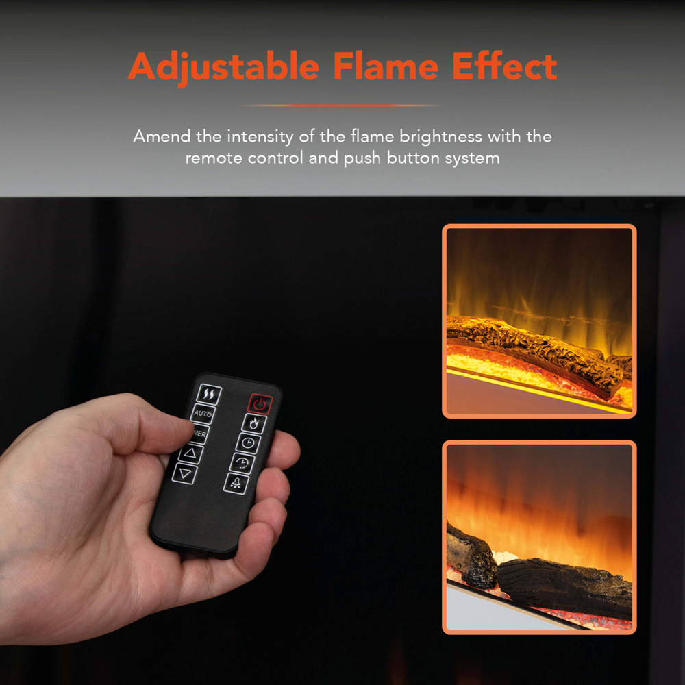 Warmlite Hingham White and Grey Wall Mounted Fireplace Suite with Downlights 2000W 52 inch Image 6