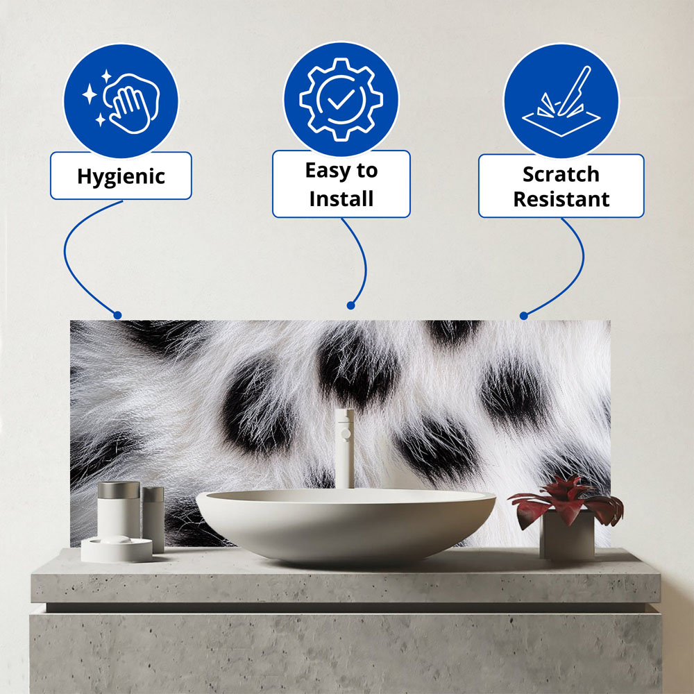 Warren Reed Designer Black and White Fur Effect Bathroom Splashback 25 x 60cm Image 3