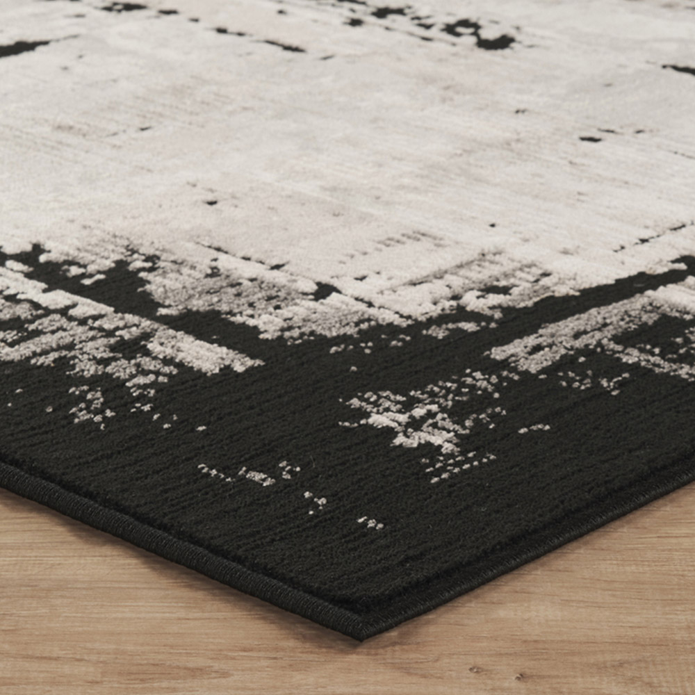 Mayfair Living Room Area Rug Metallic Sheen Contemporary Modern Frame Design - Black 200cm x 290cm Image 4