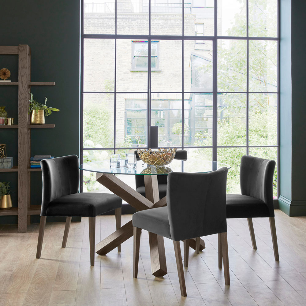 Bentley Designs Turin Dark Oak Circular Glass Table Image 4