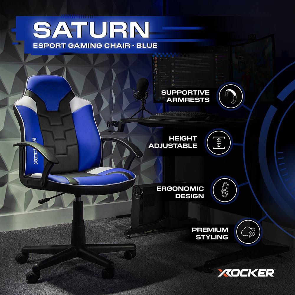 X Rocker Saturn Black and Blue Mid-Back Wheeled Esport Gaming Chair Image 7