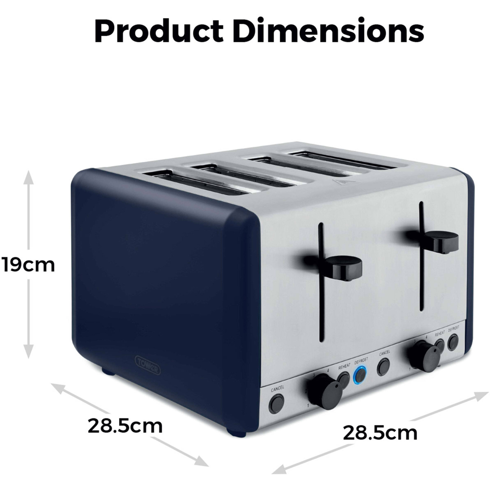Tower Sera T20086MNB Midnight Blue 4 Slice Toaster Image 9