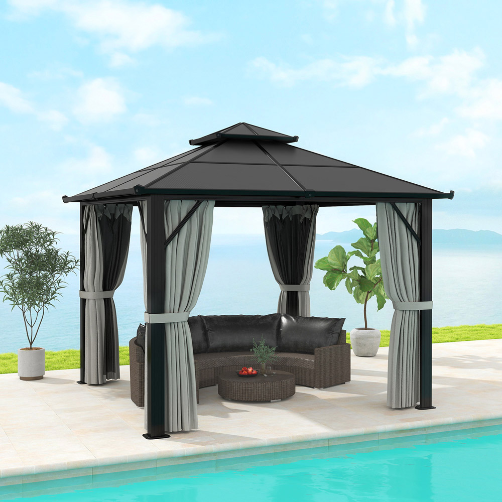 Outsunny 3 x 3m Grey Aluminium Frame Polycarbonate Hard Top Gazebo Image 4