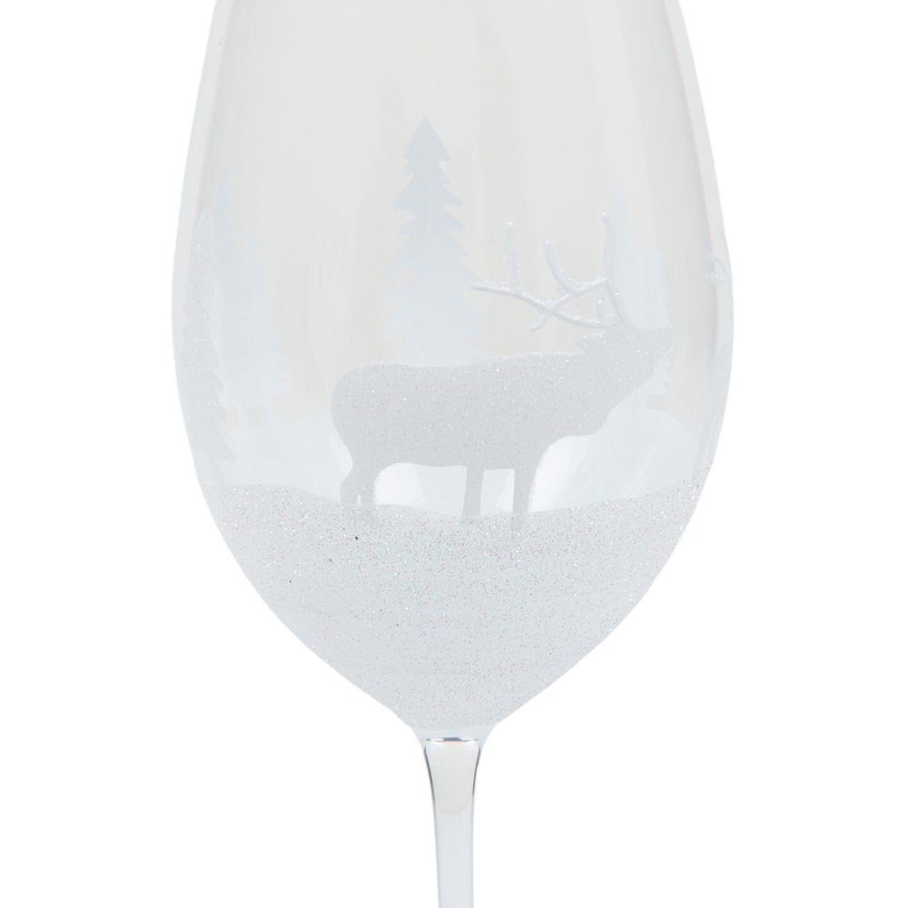 Wine Glass with Xmas Scene White Image 4