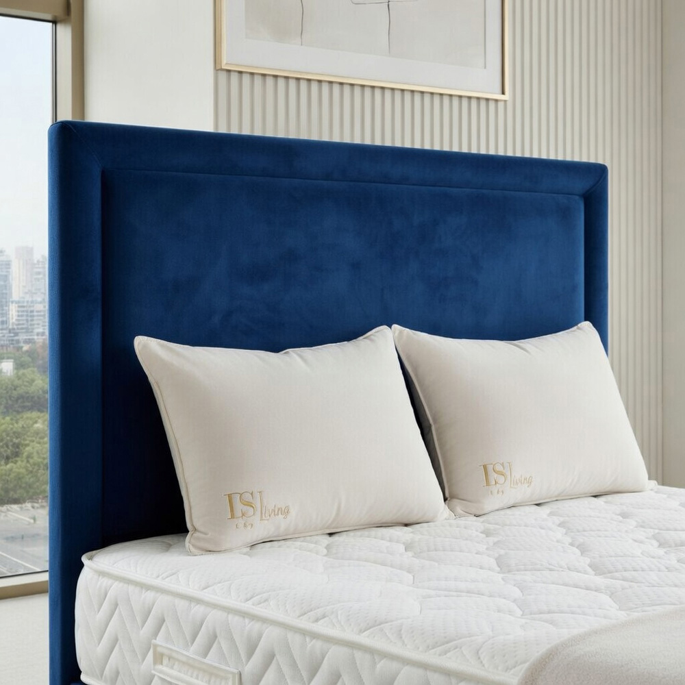 DS Living Velmont Double Dark Blue Plush Divan Bed Image 2