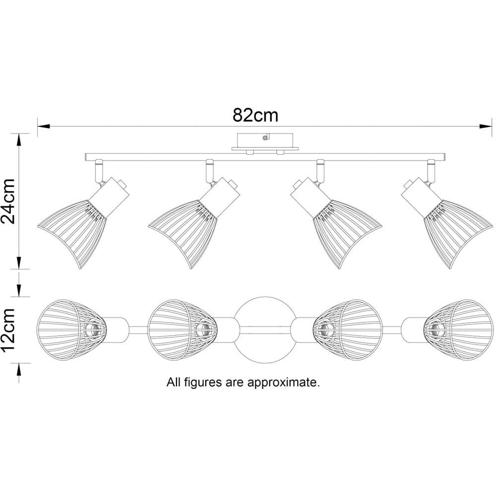 Cosylyte Hadley Matt Black 4 Light Wire Shade Spotlight Image 7