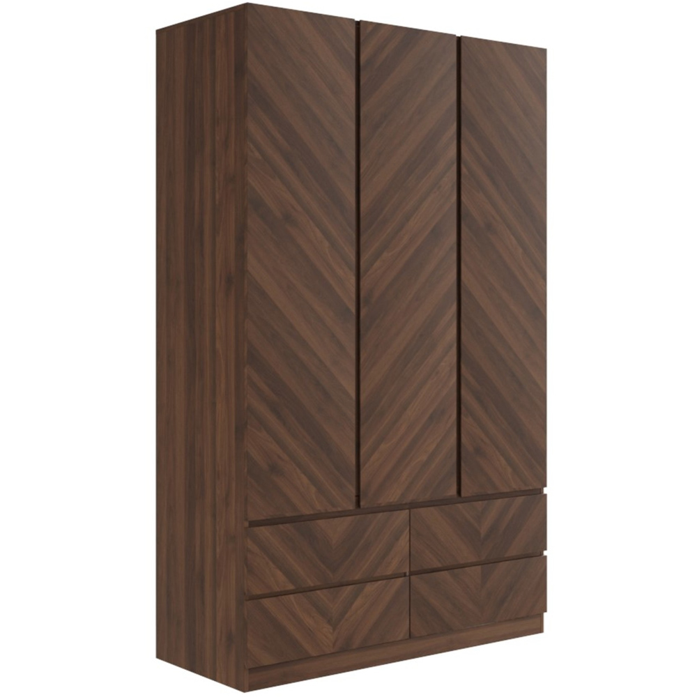 GFW Catania 3 Door 4 Drawer Royal Walnut Wood Wardrobe Image 4