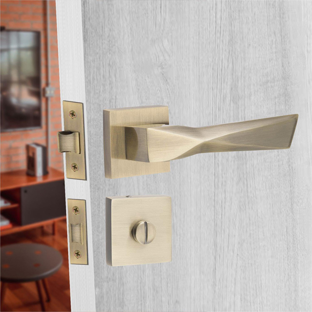 Golden Grace Antique Brass Aura Square Rose Thumbturn Coin Release Image 3