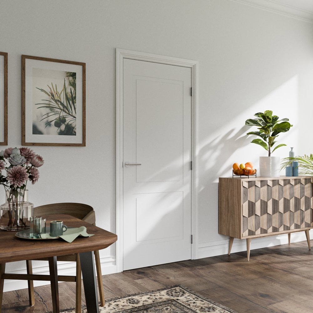 White Moulded Smooth Shallow Groove 2 Panel Internal Door 1981 x 762 x 35mm Image 2