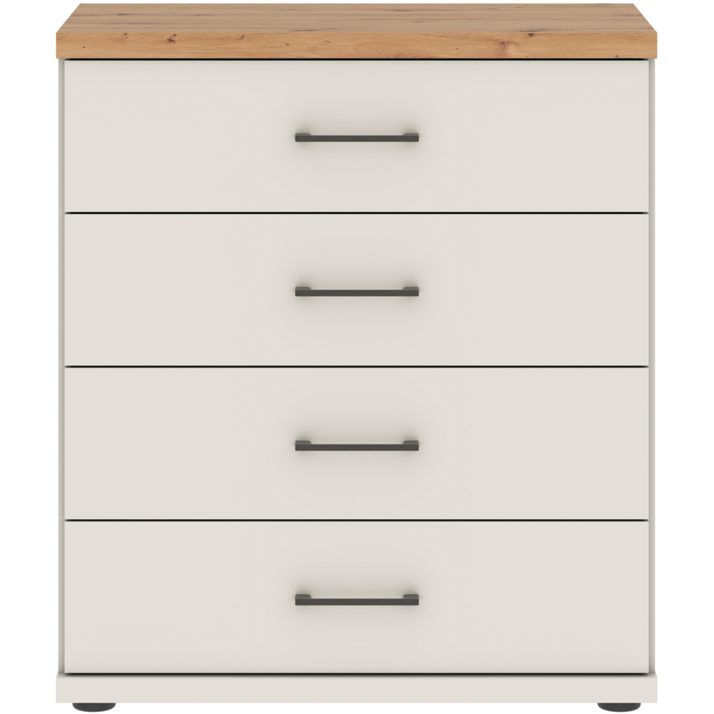 Homebase Truro Boak and White 4 Drawer Wide Chest of Drawers with Slate Handles Image 3