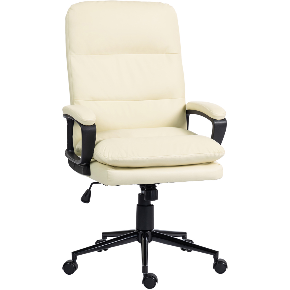 Portland Cream White PU Leather Height Adjustable Office Chair Image 2
