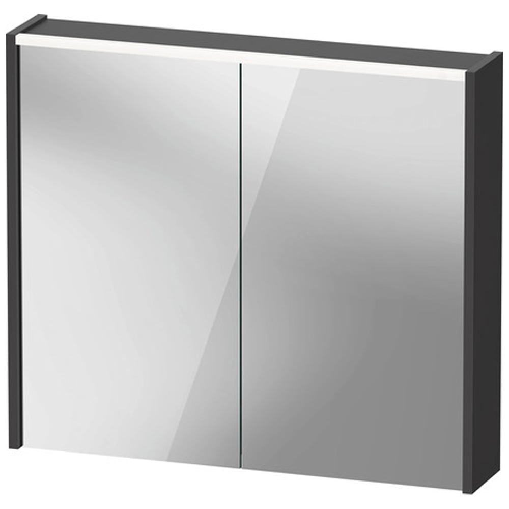 Duravit D-Code 2 Door Matt Graphite Illuminated Mirror Cabinet 800 x 700mm Image 2