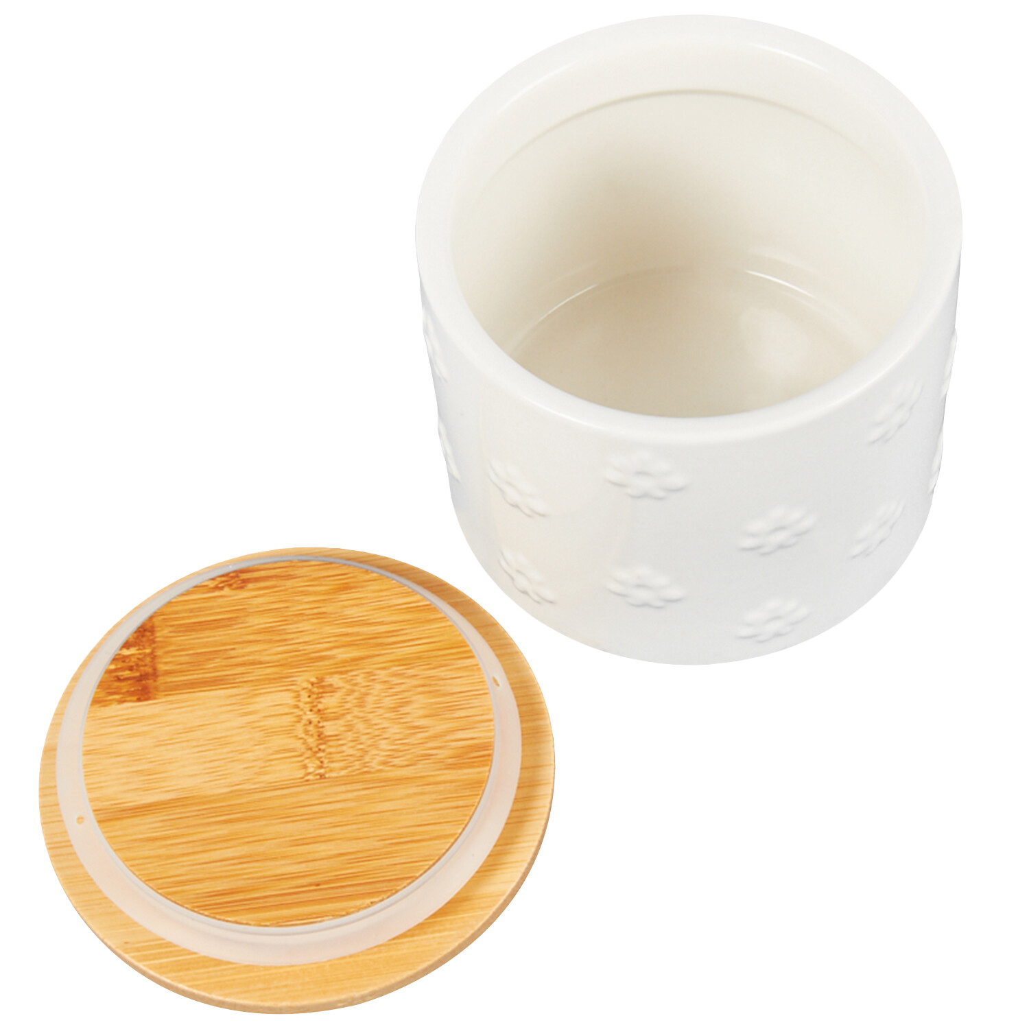 Embossed White Flower Stacking Canister - White Image 4