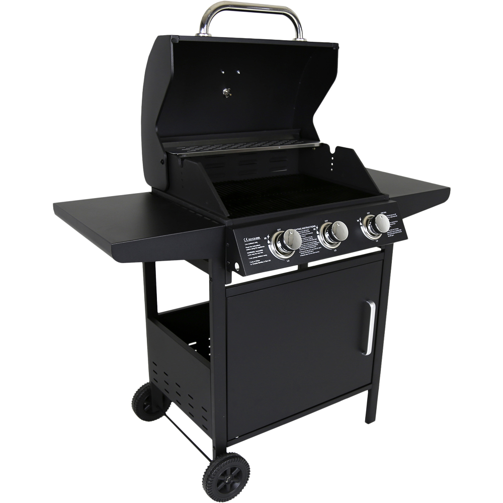Charles Bentley 3 Burner Gas BBQ Black Image 3