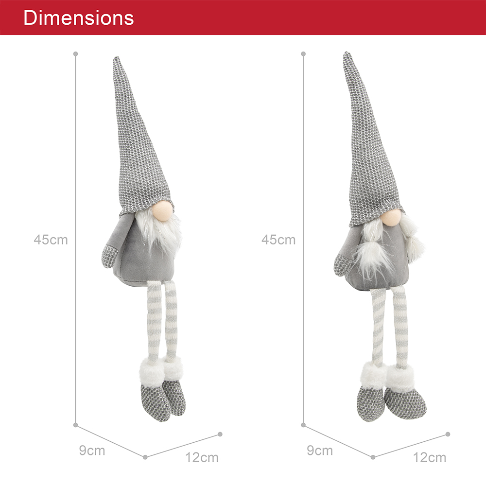 The Christmas Workshop Grey Hanging Legs Gonk Decoration 45cm 2 Pack Image 8