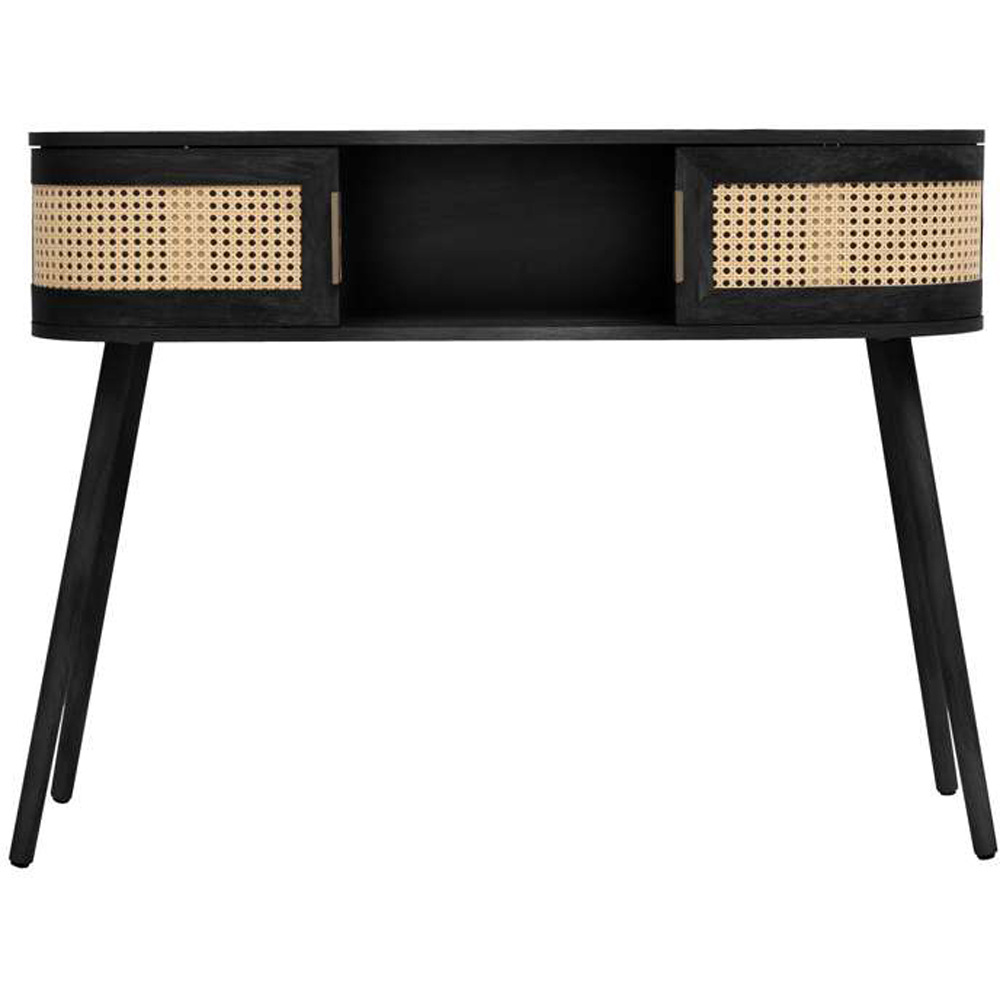 Birlea Noah 2 Door Single Shelf Black Rattan Console Table Image 3