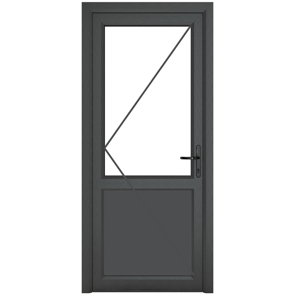 Crystal uPVC Double Glazed Grey White Door Half Glass Half panel Left hand Clear Glass 840x2090mm Image 2
