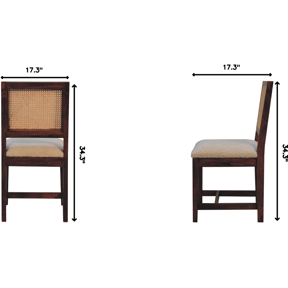 Artisan Furniture Chestnut and Cream Boucle Upholstered Rattan Mango Wood Chair Image 9