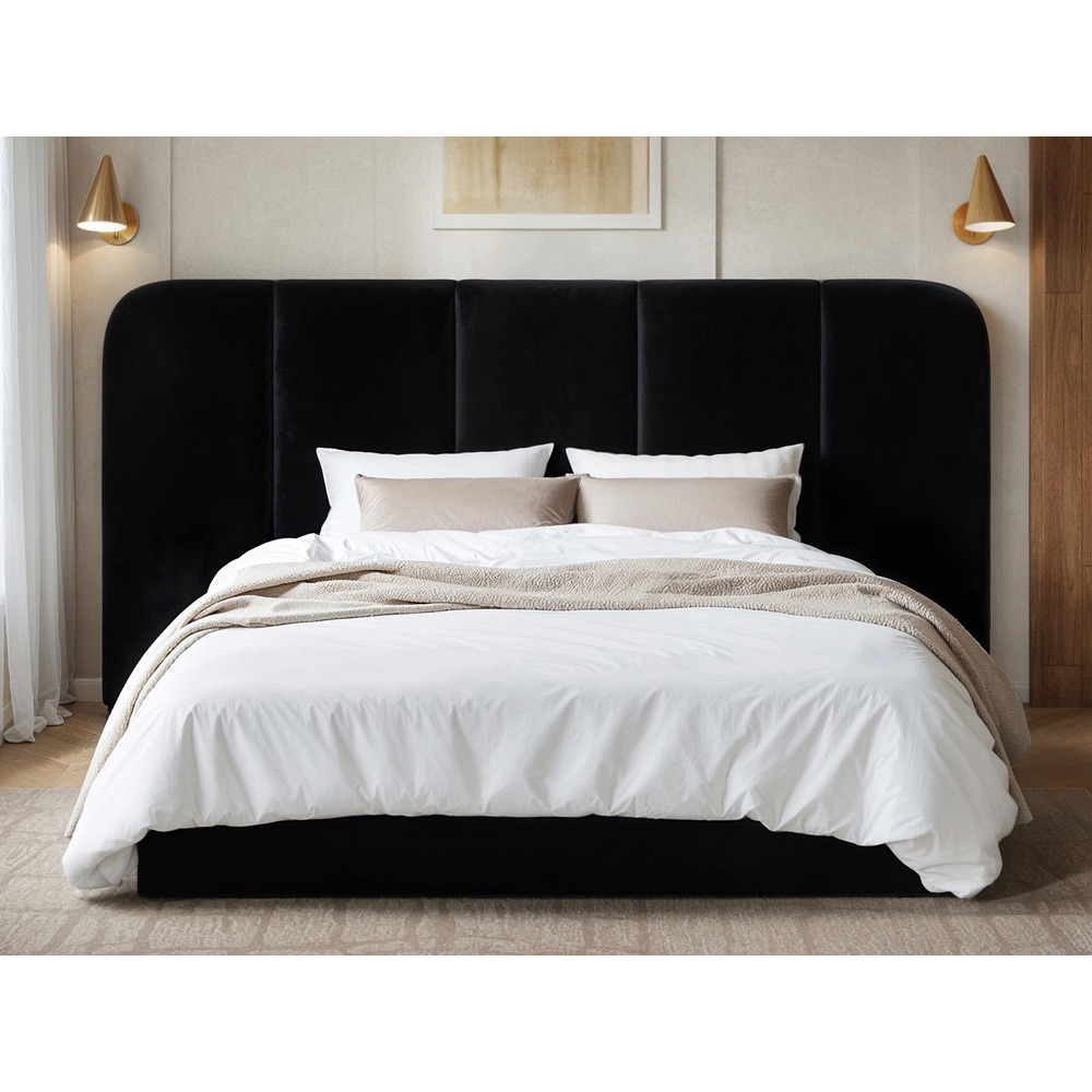 Solace+Co Sienna Double Black Velvet Ottoman Storage Bed Image 6