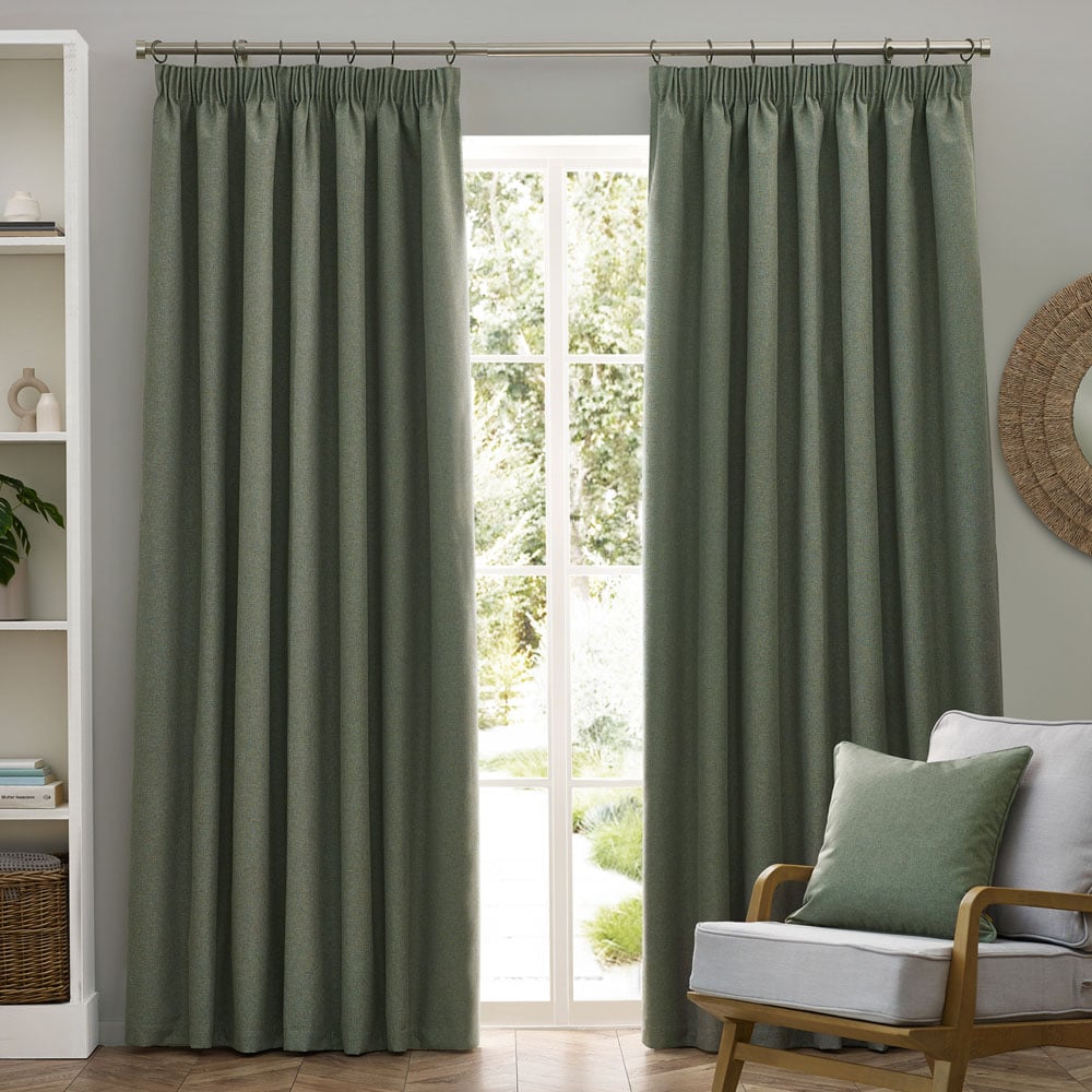 furn. Dawn Eucalyptus Blackout Pencil Pleat Curtains 229 x 137cm Image 6