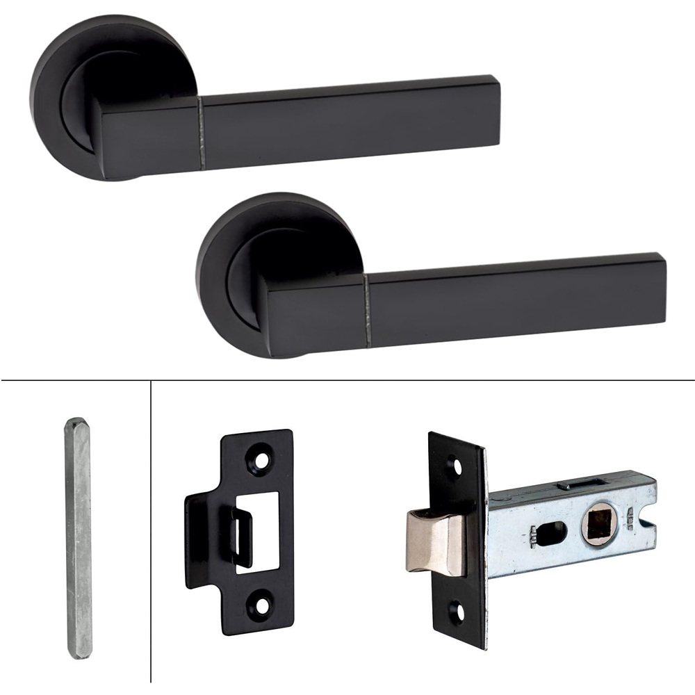 Golden Grace Matt Black Capri Door Handle Set 6 Pack Image 3