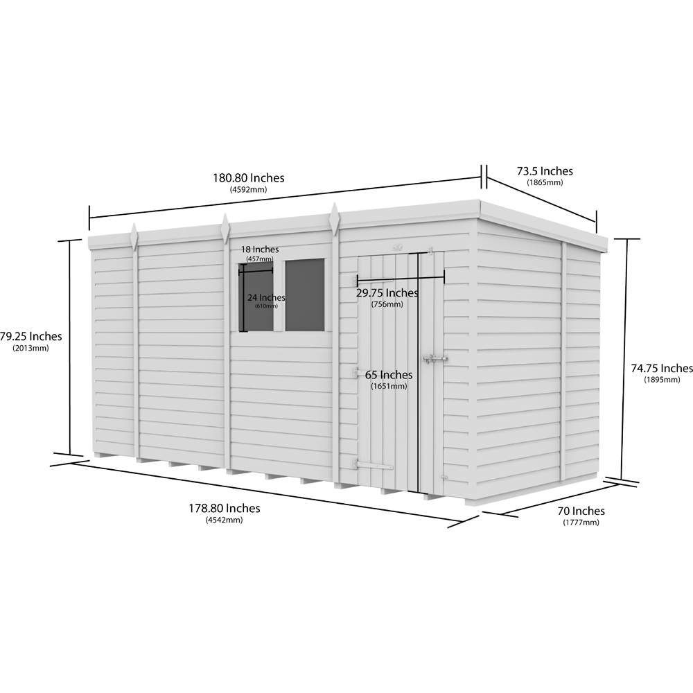 DIY Sheds 15 x 6ft Tongue and Groove Timber Pent Security Garden Shed Image 9