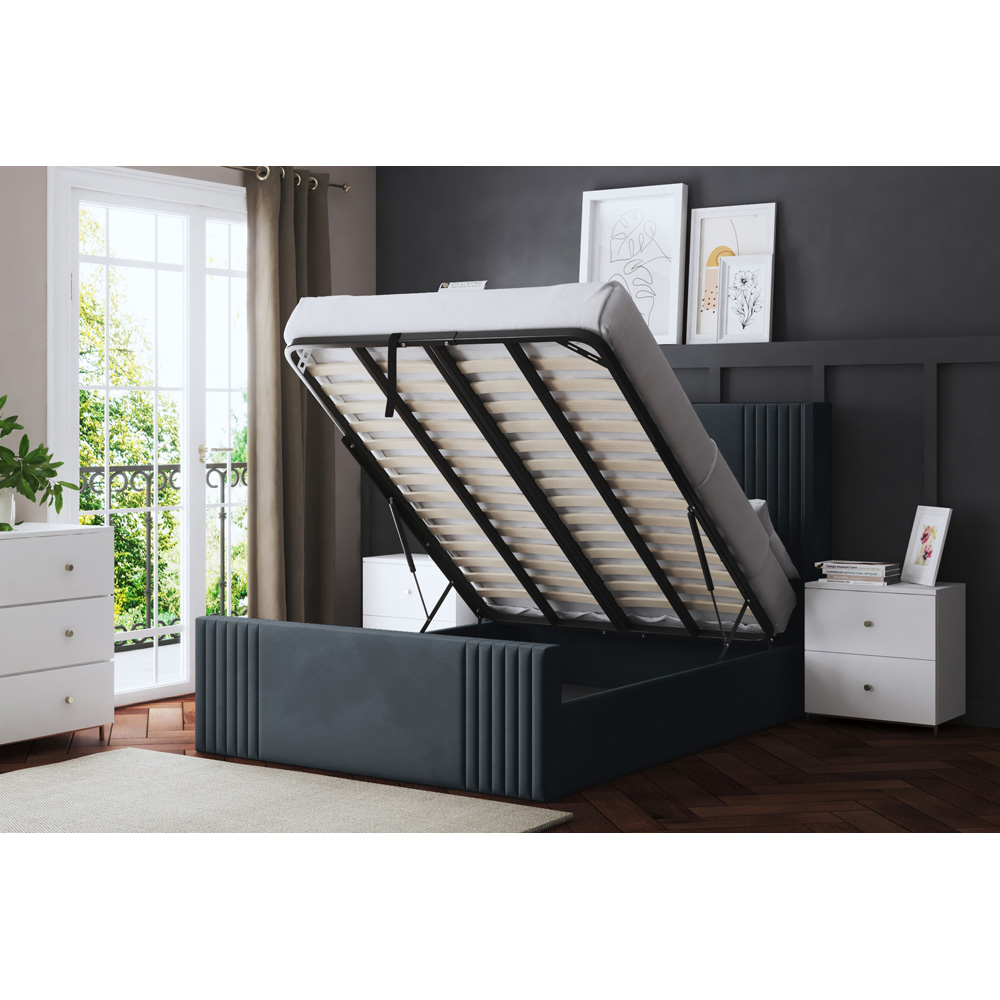 DS Living Elara King Size Steel Winged Panel Ottoman Bed with Headboard Image 5