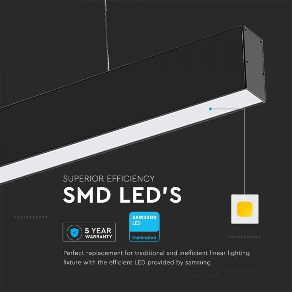 V-TAC 40W 3 in 1 Black LED Linear Hanging Suspension Light Image 5