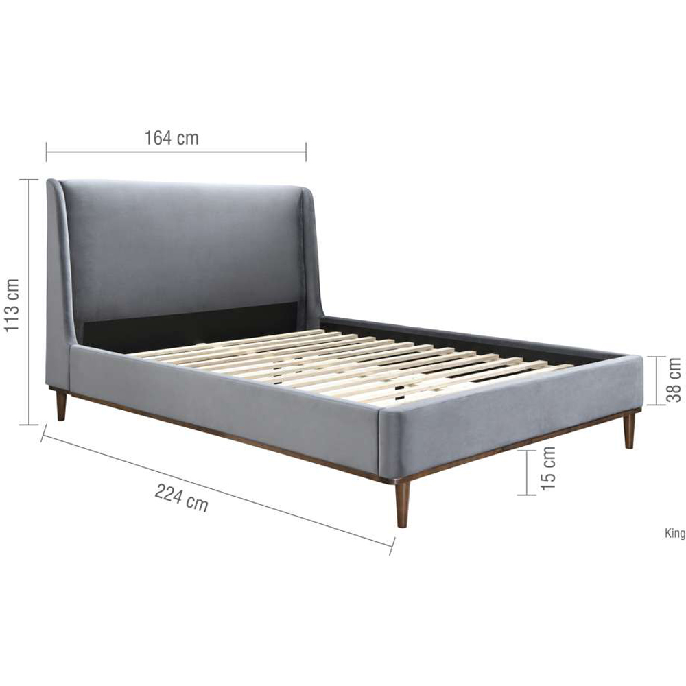 Birlea Lincoln King Size Plush Velvet Bed Frame with Headboard Image 9