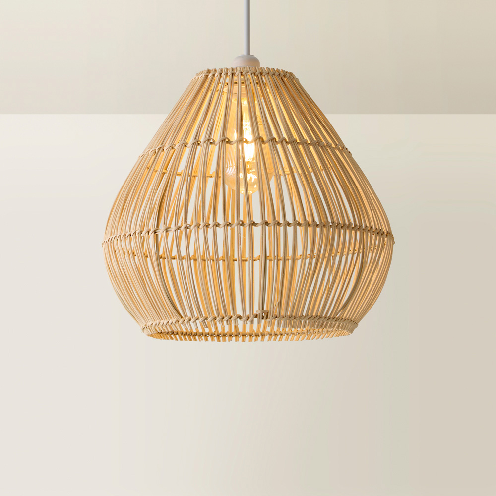 ValueLights Vine Natural Rattan Teardrop Pendant Lamp Shade Image 5