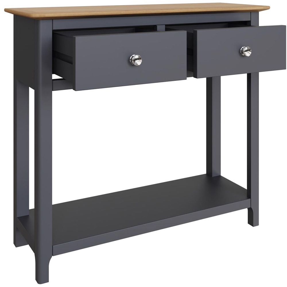FWStyle Taberno 2 Drawer Graphite Blue Hallway Console Table Image 3