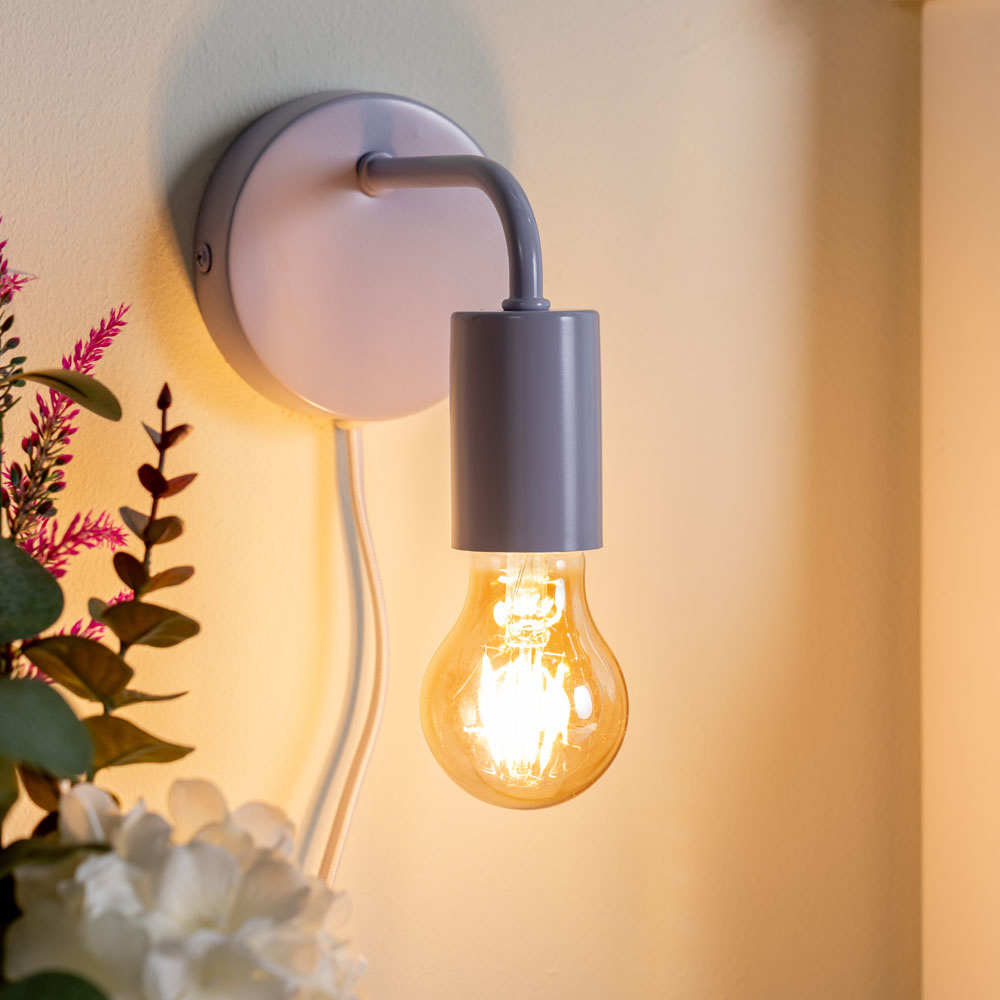 ValueLights Jordy Colour Pop Lilac Plug-in LED Wall Light Image 3