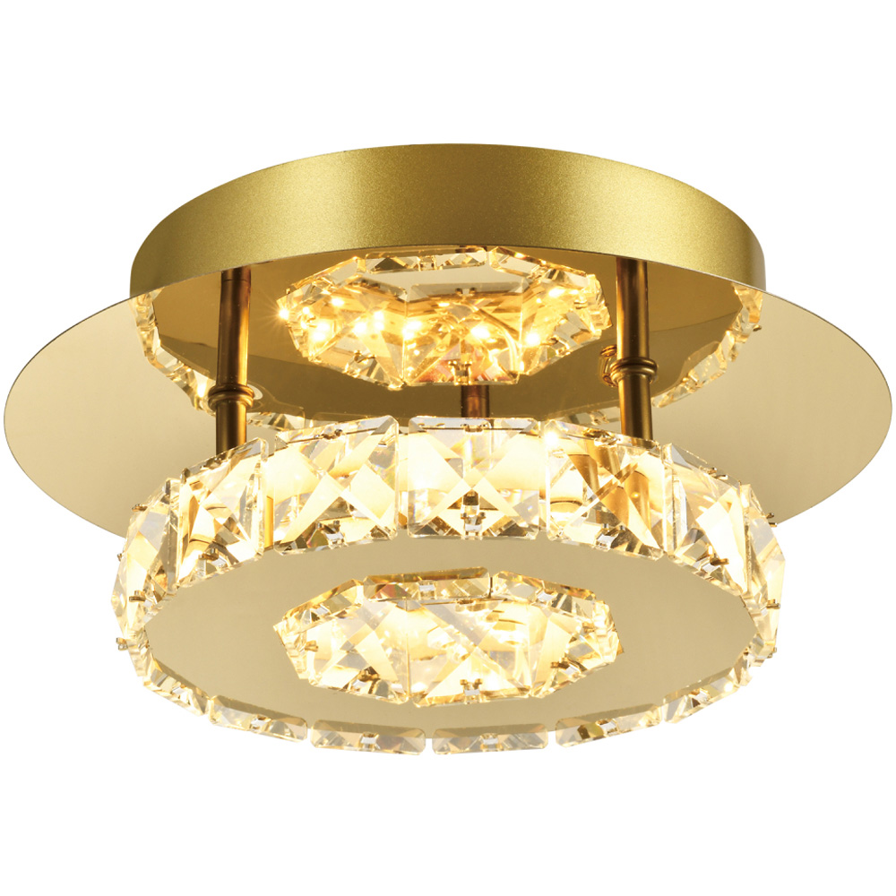 Happy Homewares Gold Plated Metal LED Ceiling Light with Crystal Glass Bead Image 5