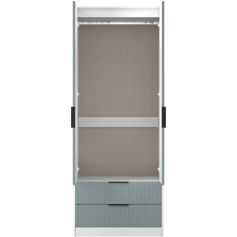 Crowndale Fluted 2 Door 2 Drawer Duck and White Matt Tall Wardrobe Ready Assembled Image 8