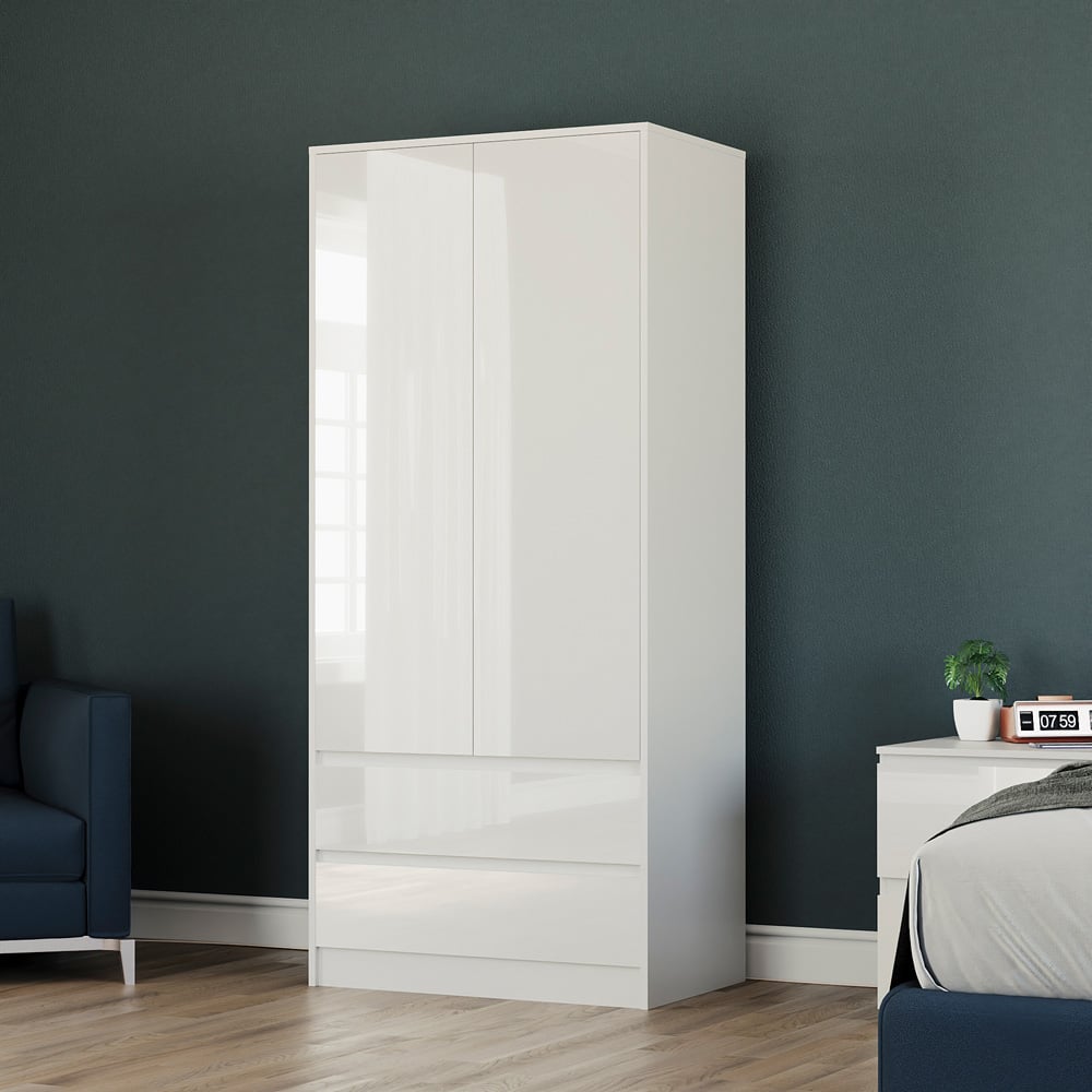 Vida Designs Glinton 2 Door 2 Drawer White Wardrobe Image 4