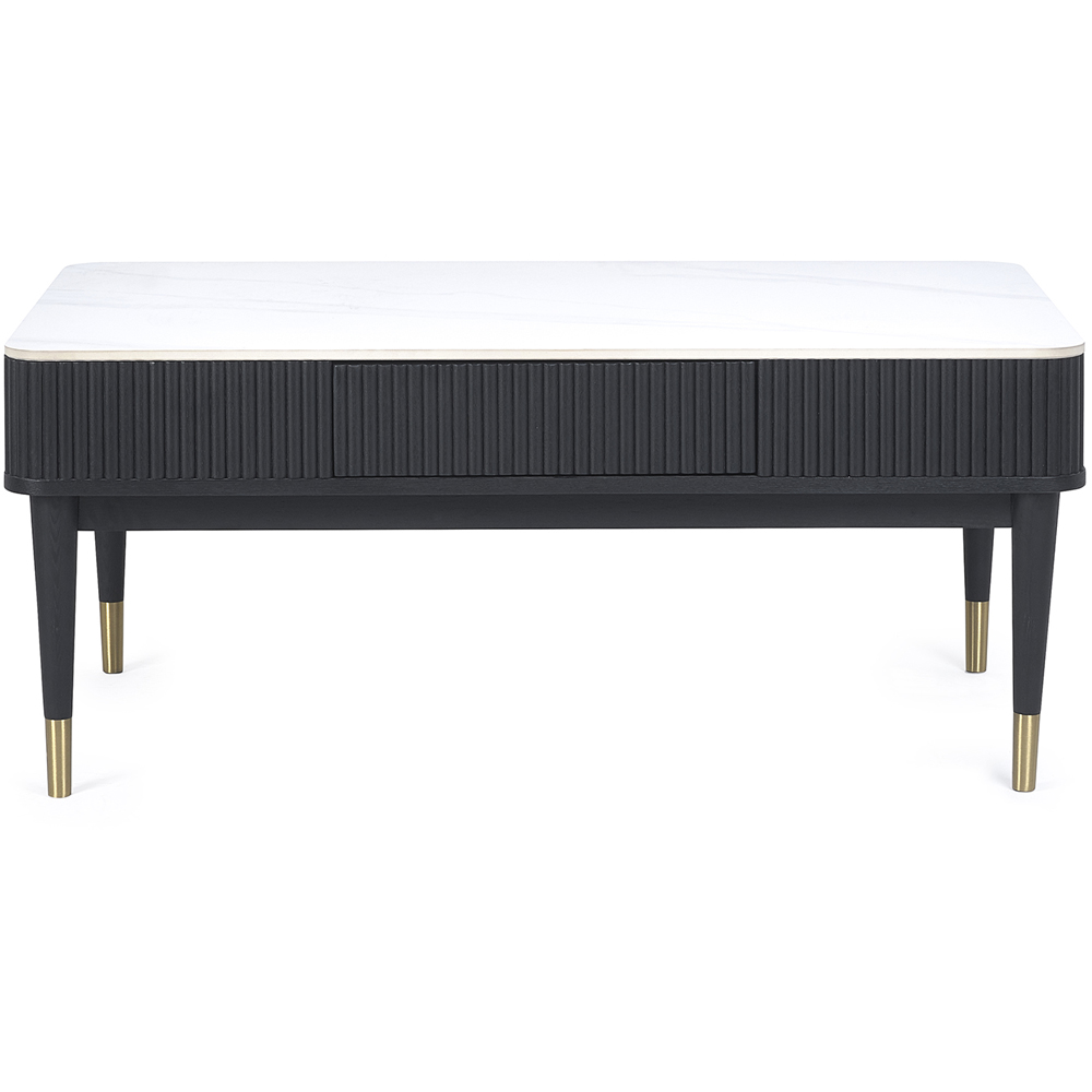 Julian Bowen Louis 2 Drawer Black Fluted Stone Top Coffee Table Image 3
