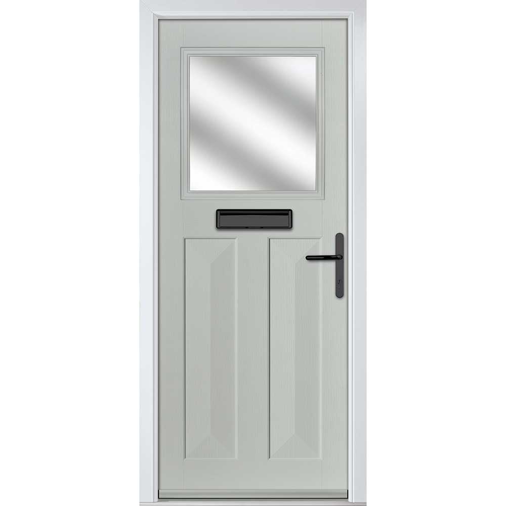 Crystal-Direct Eaton Agate Grey GRP Clear Glass Left Hand Open Front Door 890 x 2090mm Image 1