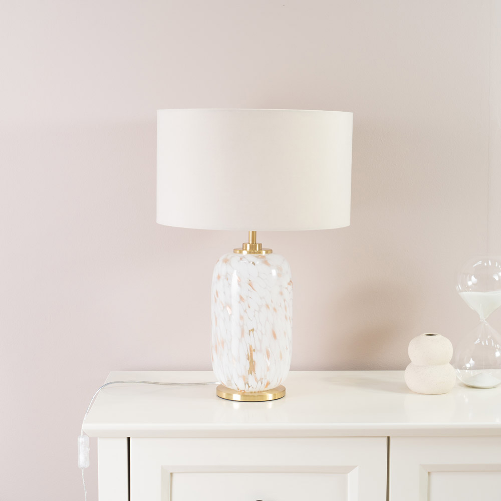 ValueLights India Natural Shade White Confetti Glass LED Table Lamp Image 4