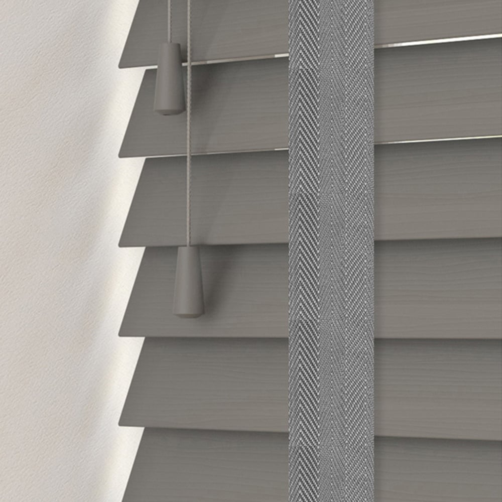 Caecus Faux Wood Tape Venetian Blind Dark Grey 150 x 120cm Image 1