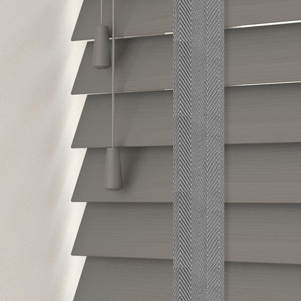 Caecus Faux Wood Tape Venetian Blind Dark Grey 195 x 160cm Image 1