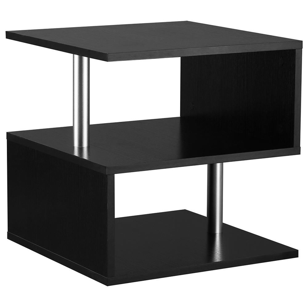 Portland 2 Shelf Black S Shape Side Table Image 2