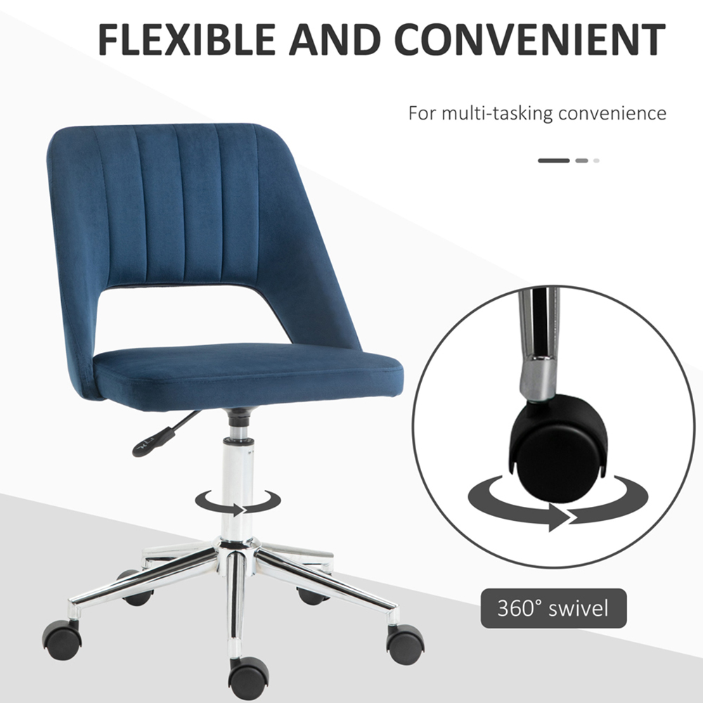 Portland Dark Blue Scallop Mid-Back Swivel Office Chair Image 8