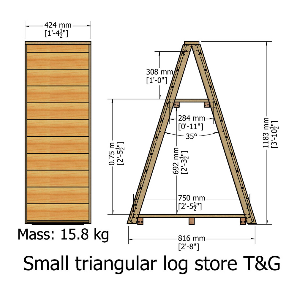 Shire 2.6 x 1.6ft Small Triangular Log Store Image 5