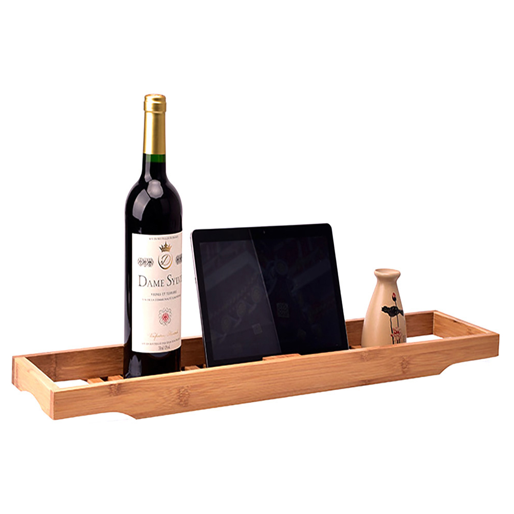 Living and Home Wood Bamboo Bath Tray for Bathroom Image 3
