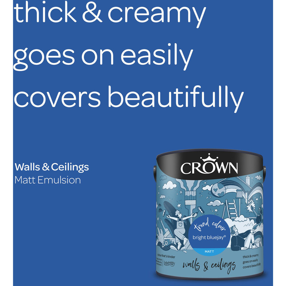 Crown Walls and Ceilings Bright Bluejay Matt Emulsion Paint 2.5L Image 5