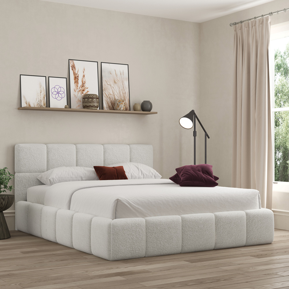 DS Living Ovella King Size Dove Cubed Bed Frame Image 4