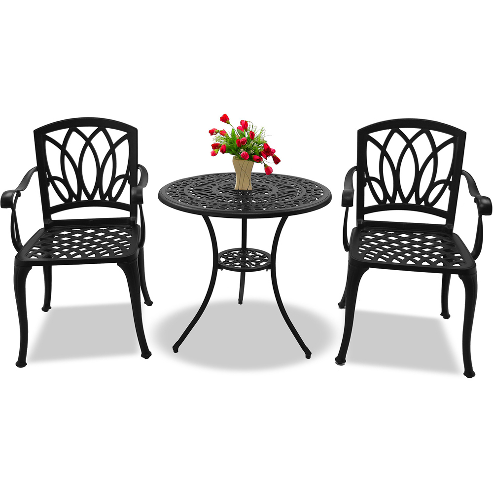 Centurion Supports Positano 2 Seater Black Aluminium Bistro Set with Table Image 2