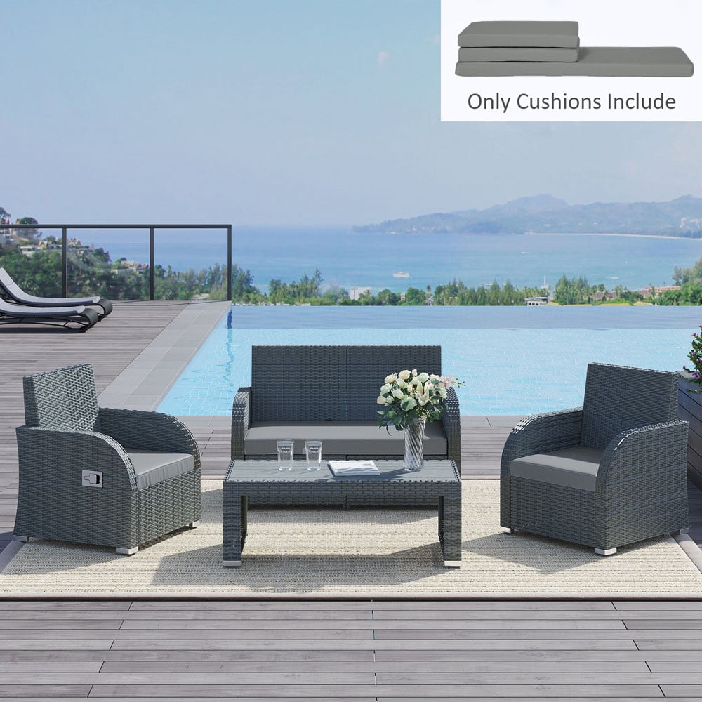 Outsunny Outdoor Seat Cushion Pads Grey Image 2